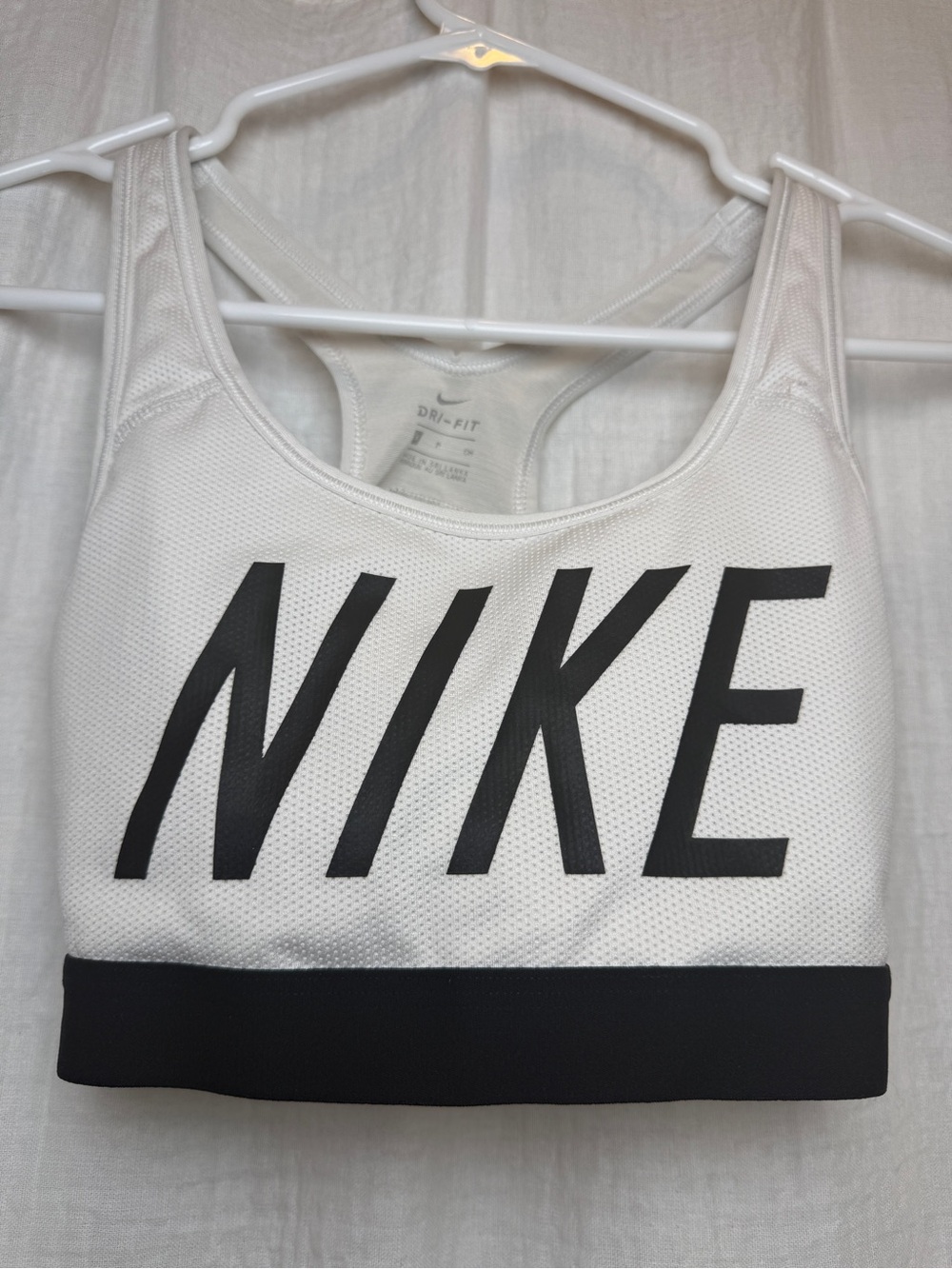 Nike Dri-FIT Women's Classic Logo Racerback Sports Bra - White/Black